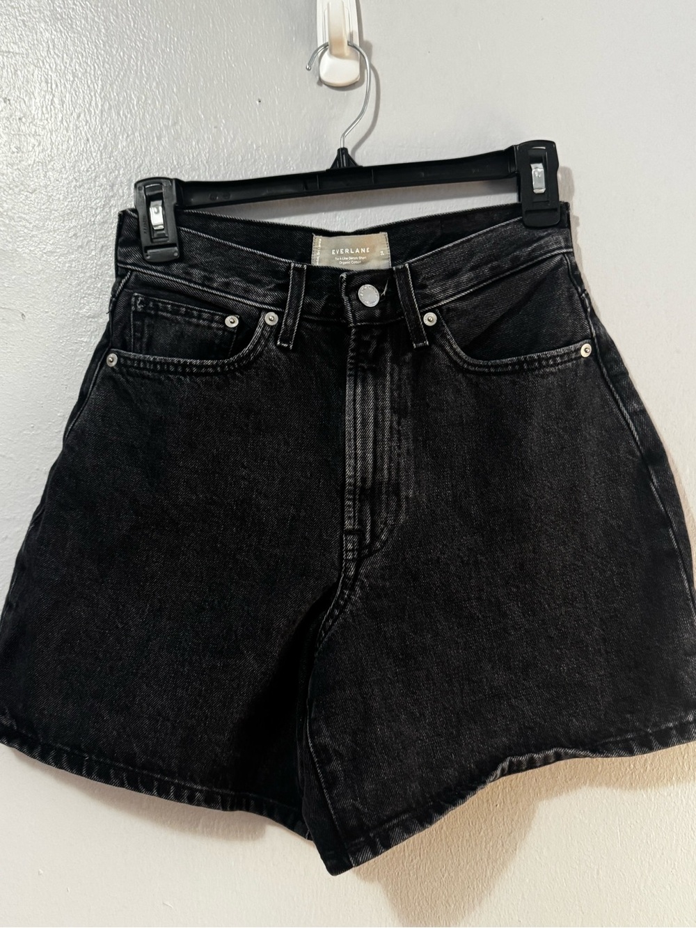 Everlane Black High-Rise Denim Shorts